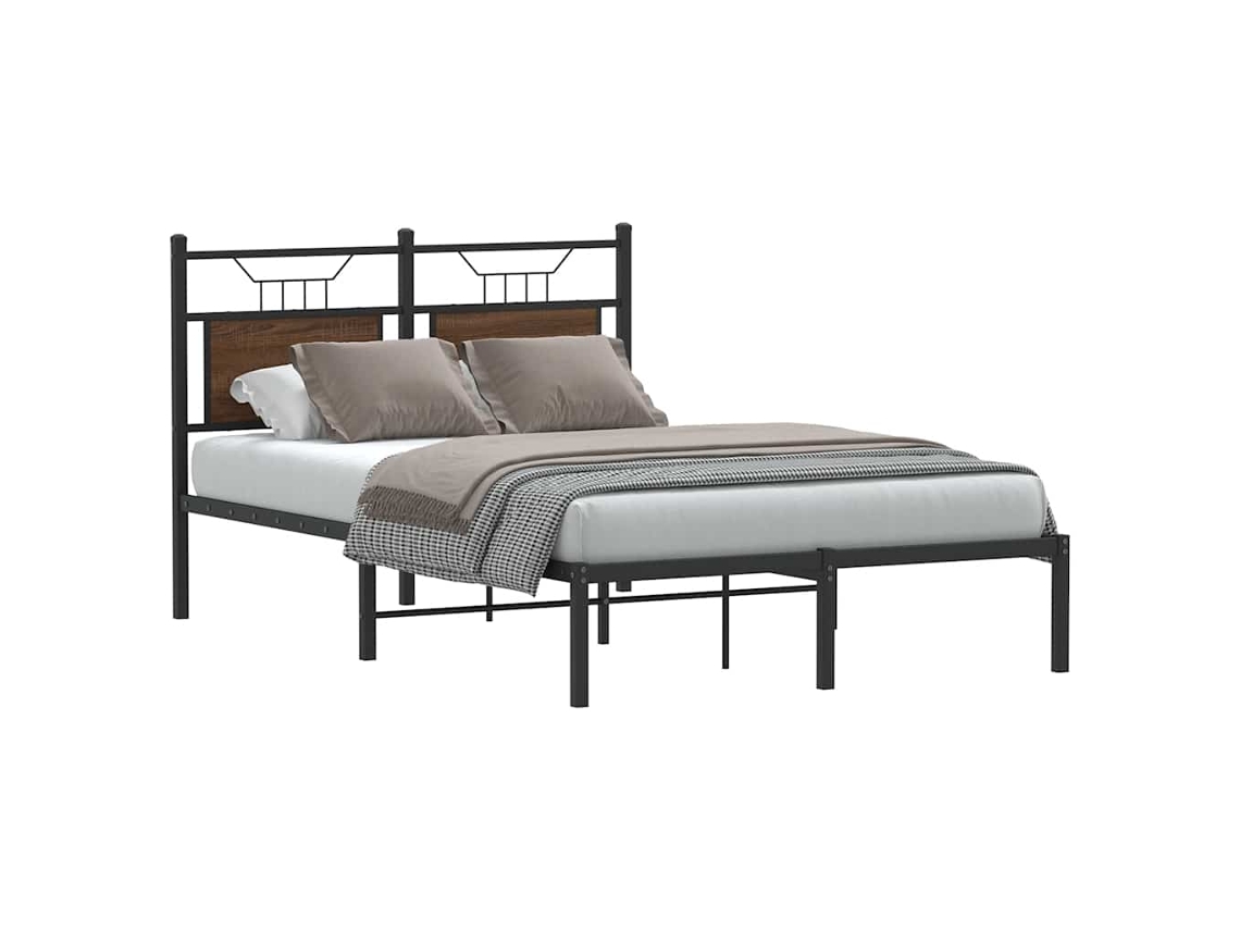 Vidaxl Estrutura Cama S/ Colchão Derivados Madeira Carvalho Castanho