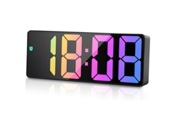 Relógio Digital Led Grande – Despertador Digital – Design Simples – Relógio Quarto E Secretária – Plástico – Preto