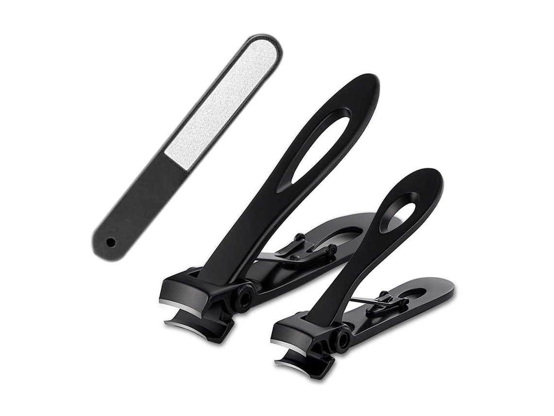Lurelia Conjunto De Cuidados De Unhas 3 Peças, Em Aço Inoxidável, Para Unhas Grossas, Cor Preto, Para Cuidados Pessoais