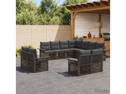 Vidaxl Conjunto De Sofá De Jardim 11 Unid. Cinza E Cinza Escuro