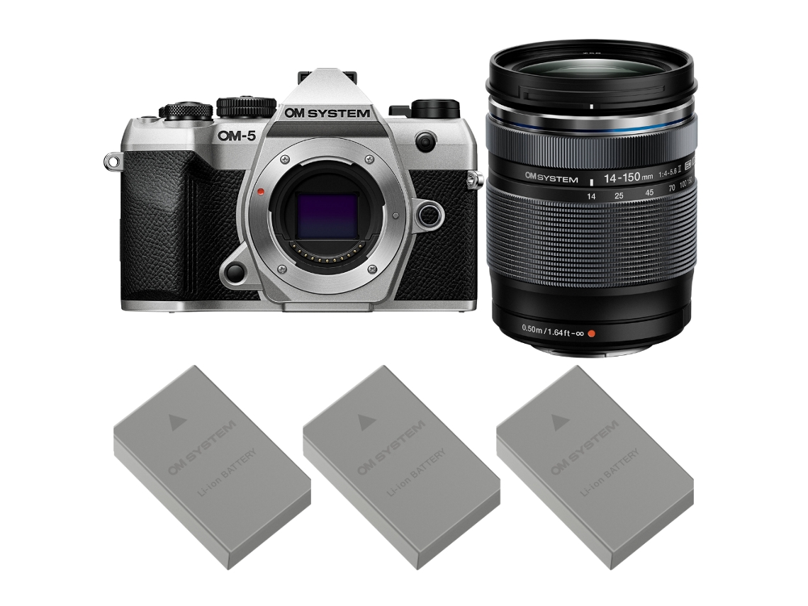 Om 5 Mark Ii Prateado + 14 150mm F/4 5.6 Ii + 3 Om System Bls 50 + Ebook “20 Dicas para Fotos Que Impressionam” OM SYSTEM