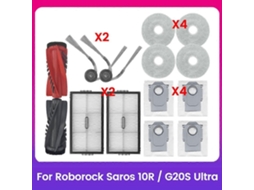Conjunto De 13 Peças Para Aspirador De Pó Roborock Saros 10r / G20s Ultra: Escova Principal, Escova Lateral, Filtro, Esfregão, Sacos De Pó._ozo