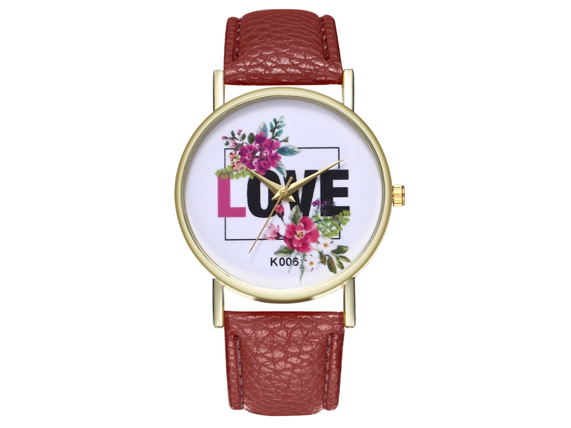 Relógio de Pulsera para Mulher Simples de Couro Pu Analógico Quartzo Café Zhoulianfa
