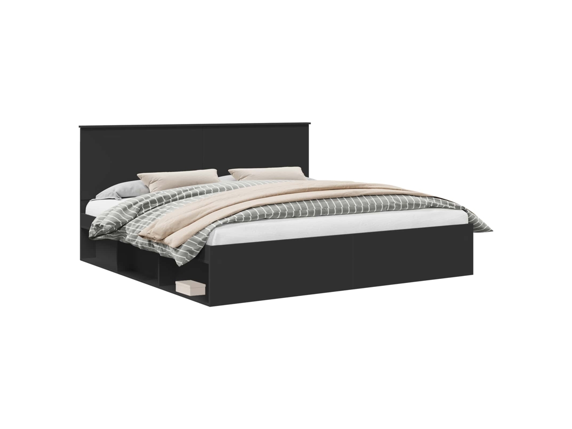 Estrutura da Cama Preto 200x200 cm Madeira de Pinheiro Sólida MAISON EXCLUSIVE