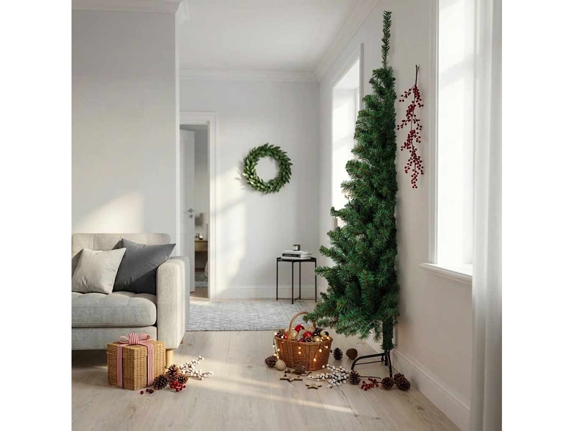 Vidaxl Meia Árvore De Natal Artificial Com Suporte 240 Cm Pvc Verde