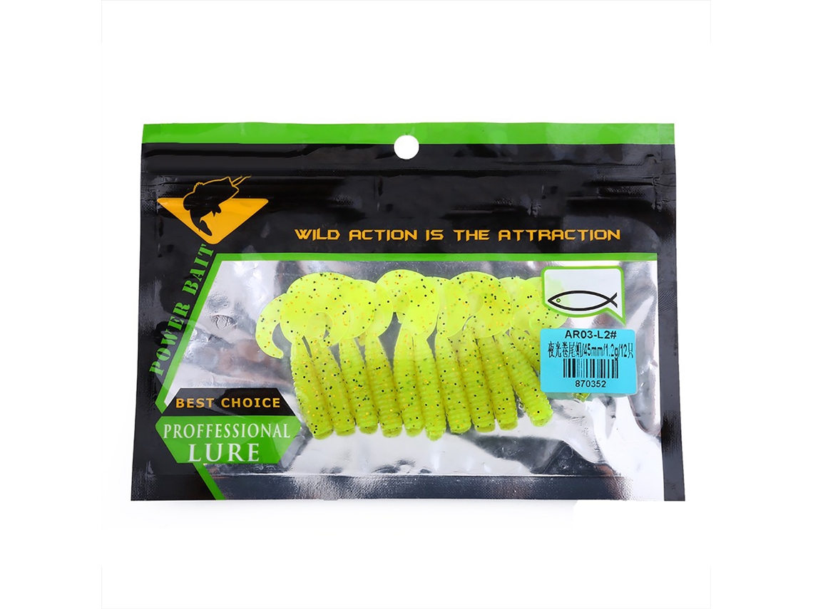 Isca De Pesca Luminosa Curva 12 Peças 45mm