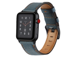 Bracelete Pulseira Classic Vintage em Pele Ecológico Para Apple Watch Series 4 44Mm Azul Jeans