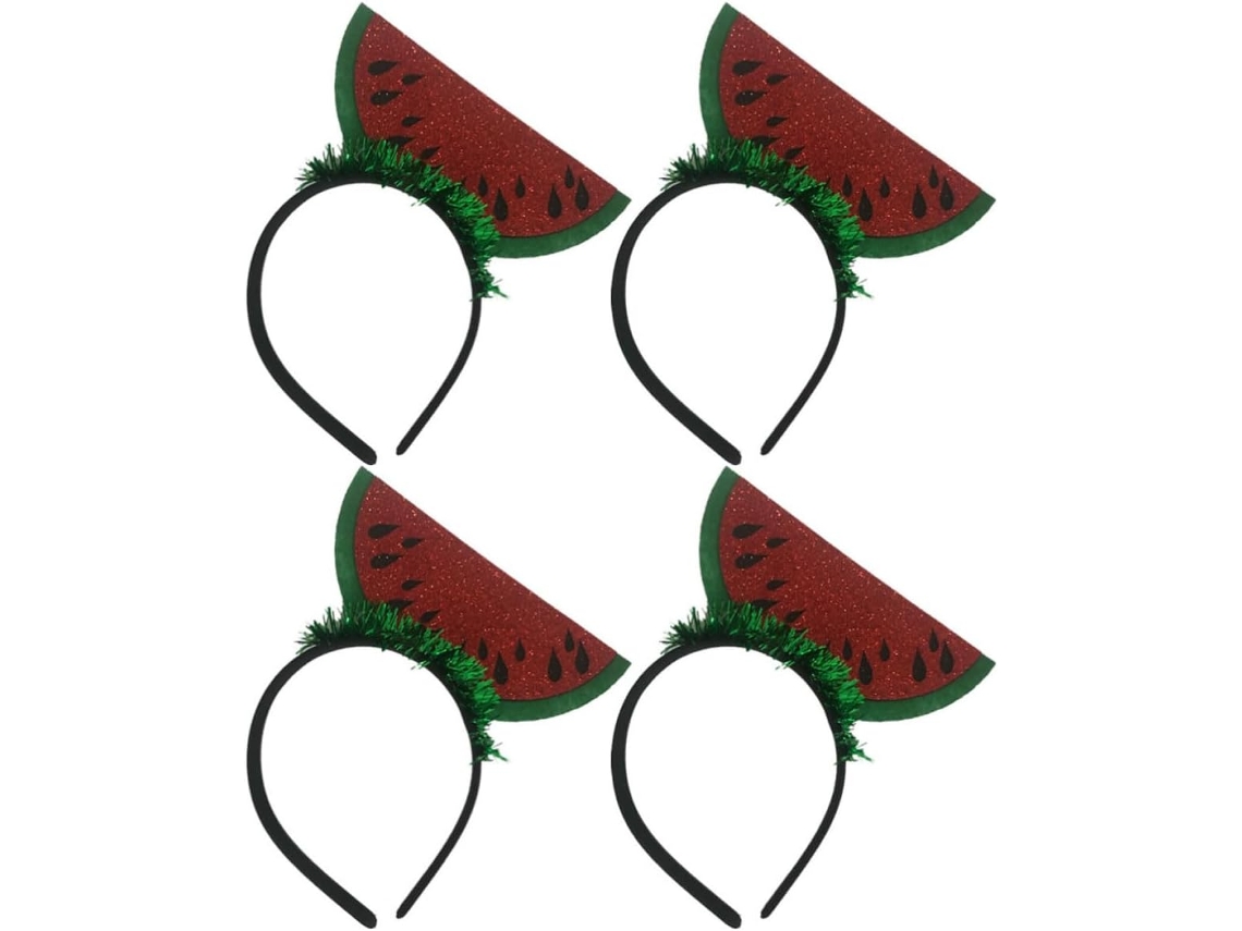 Conjunto de 4 faixas de cabelo de feltro vermelho com estampa Melancia, acessórios decorativos para cabelo.