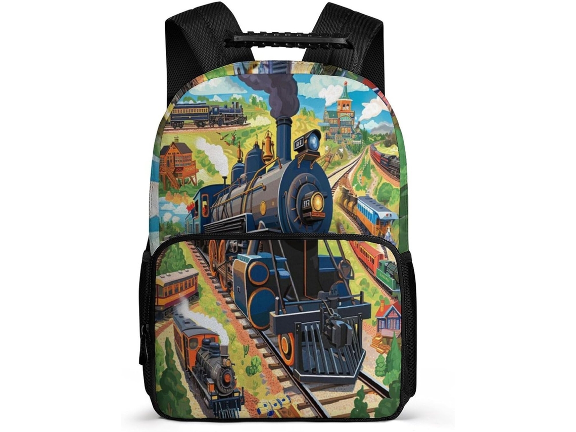 Mochila Escolar Com Estampa Trem Para Meninas Meninos 6 10 Anos, O Ensino Fundamental, Livros, Tecido 1680d,