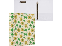 Pasta de 3 Argolas para Papel Tamanho Carta , Trevo São Patrício, Organizador Redondas com Pra (27,9 X 21,6 Cm)