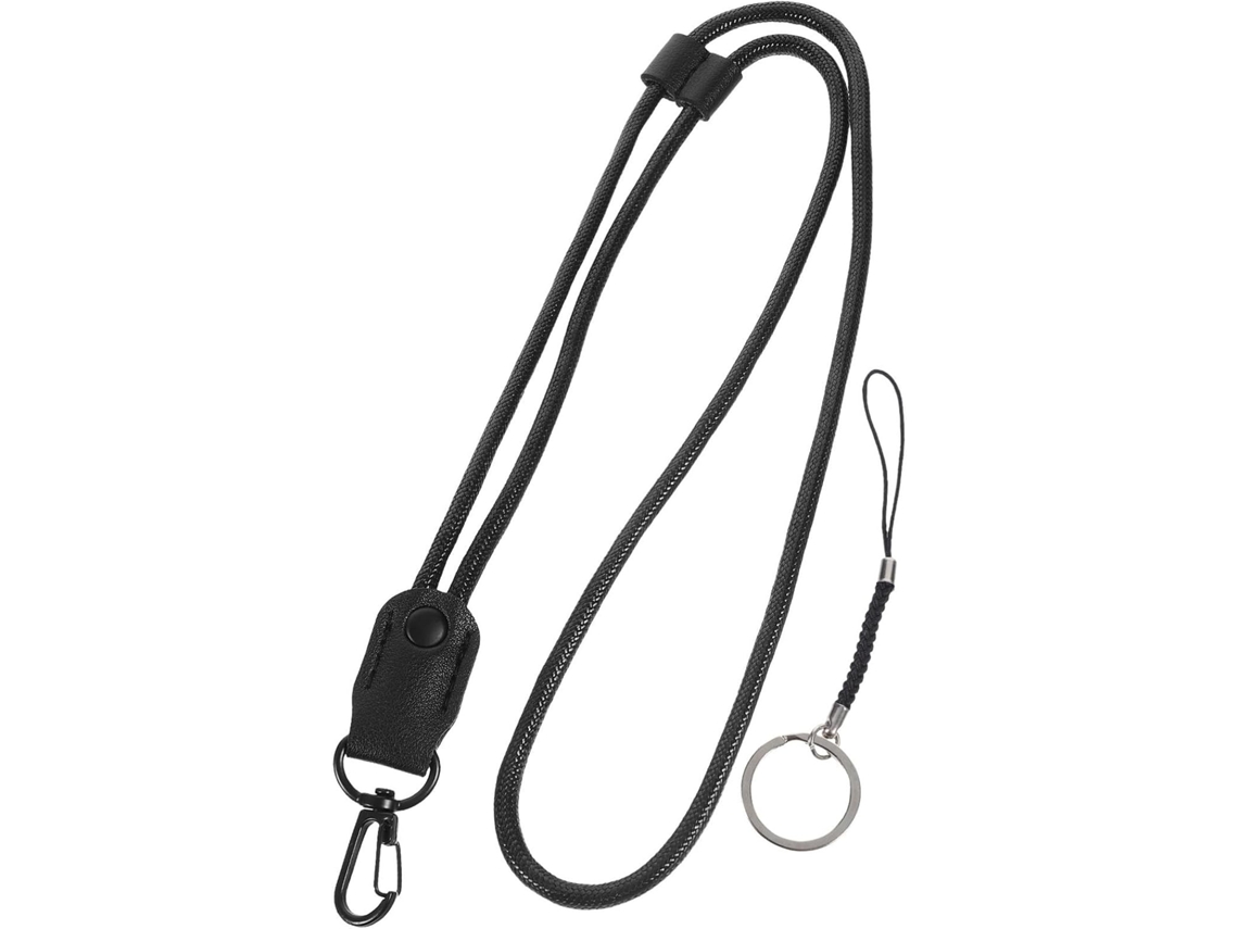 Lurelia Cordão Crachá Ajustável Portátil Com Clipe Em Couro Pu E Nylon Preto Para Escritório E Escola