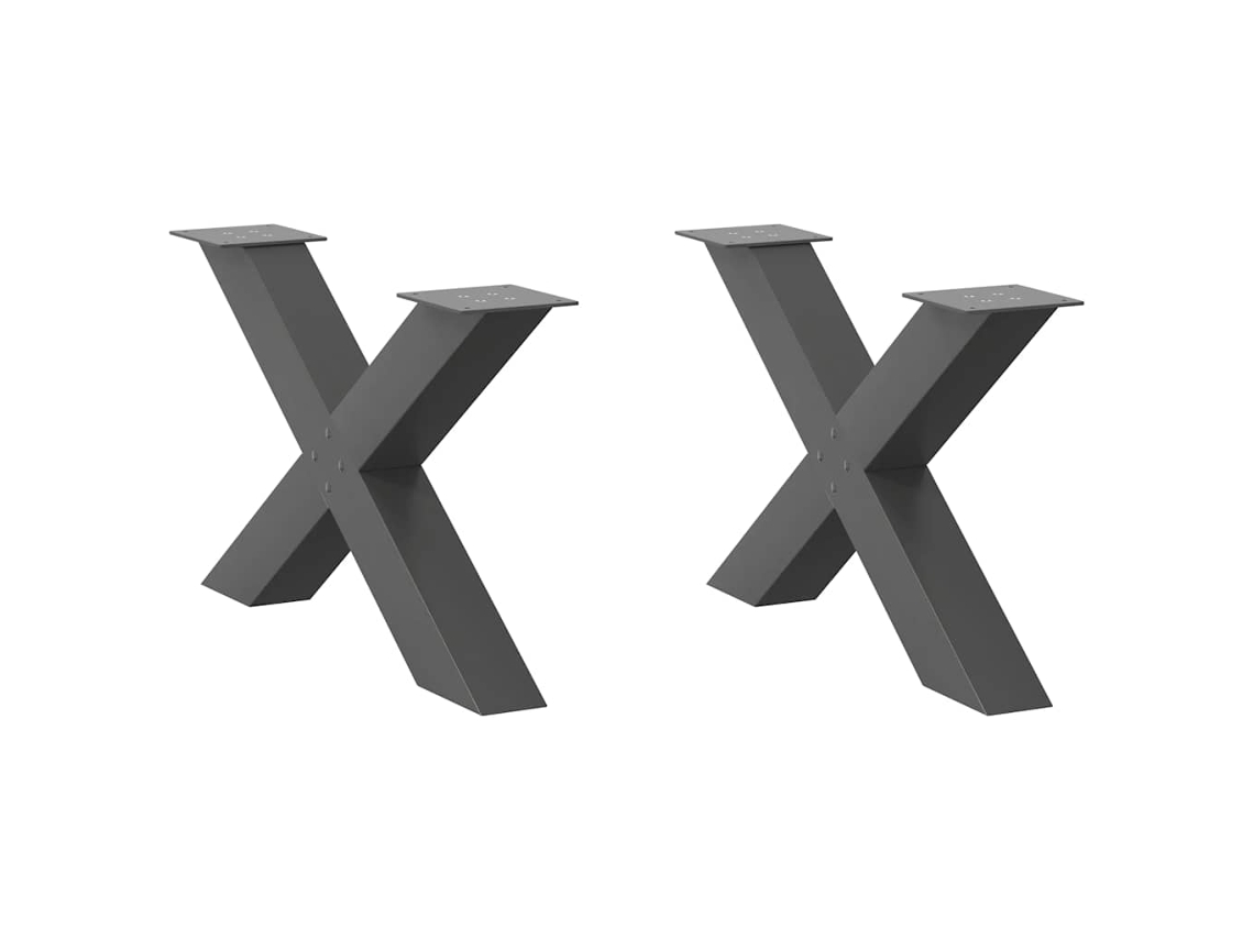 Vidaxl Pés Para Mesa De Centro Em Formato De X, 2 Peças, Antracite, 70x (42-43) Cm, Aço