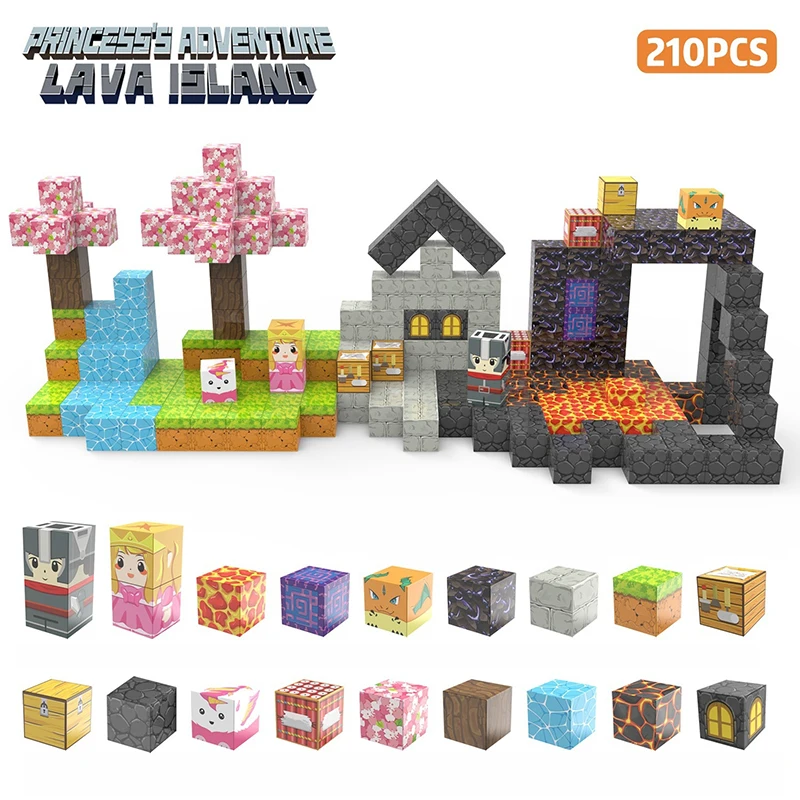 Conjunto de Blocos de Construção Magnéticos , Brinquedo Stem para Crianças MDUG (210 Peças)