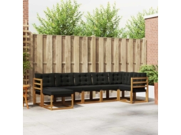 Vidaxl Conjunto De Sofás Para Exterior 7 Pcs Natural E Preto