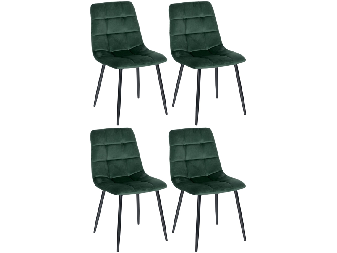 Conjunto De 4 Cadeiras De Jantar Tilde Verde/veludo Clp