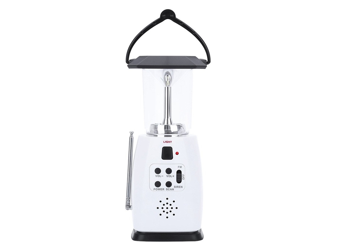 Lanterna Portátil AQUAFORGE com manivela, 8 leds, rádio, luz de emergência e energia solar para caminhadas, camping e pesca
