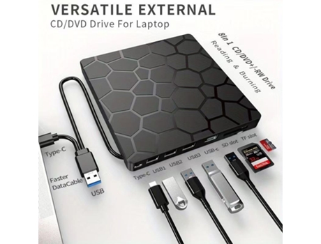 Unidade Externa De Cd/dvd Multifuncional Hub Usb C 5 Em 1 Com Leitor De Sd/tf Para Viajantes Da Ue Mang Guo