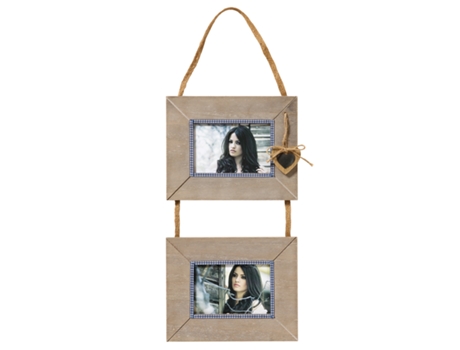 Moldura Bavarian Heart Wooden Gallery Retrato Frame para 2 fotos em tamanho 10x15 cm azul