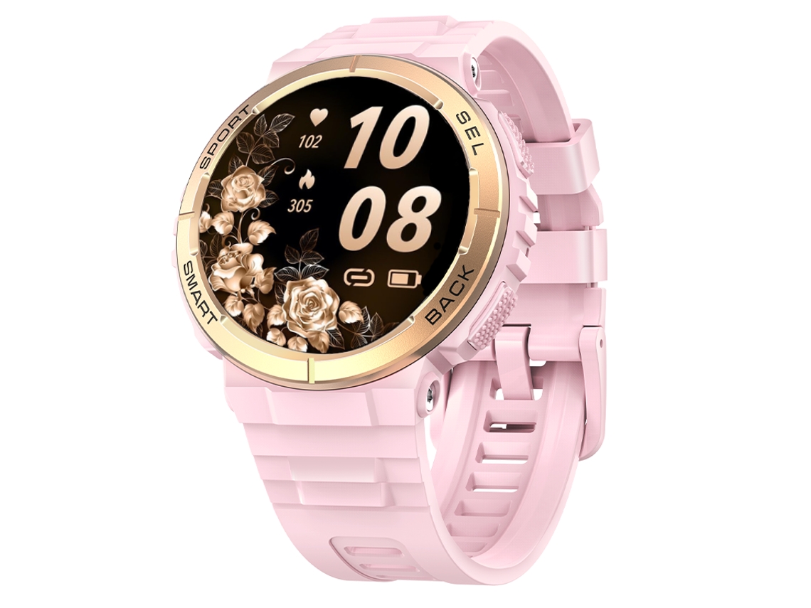 Smartwatch Chronus Amoled 1,32 Polegadas Ip68 Com Chamadas Bluetooth Rosa