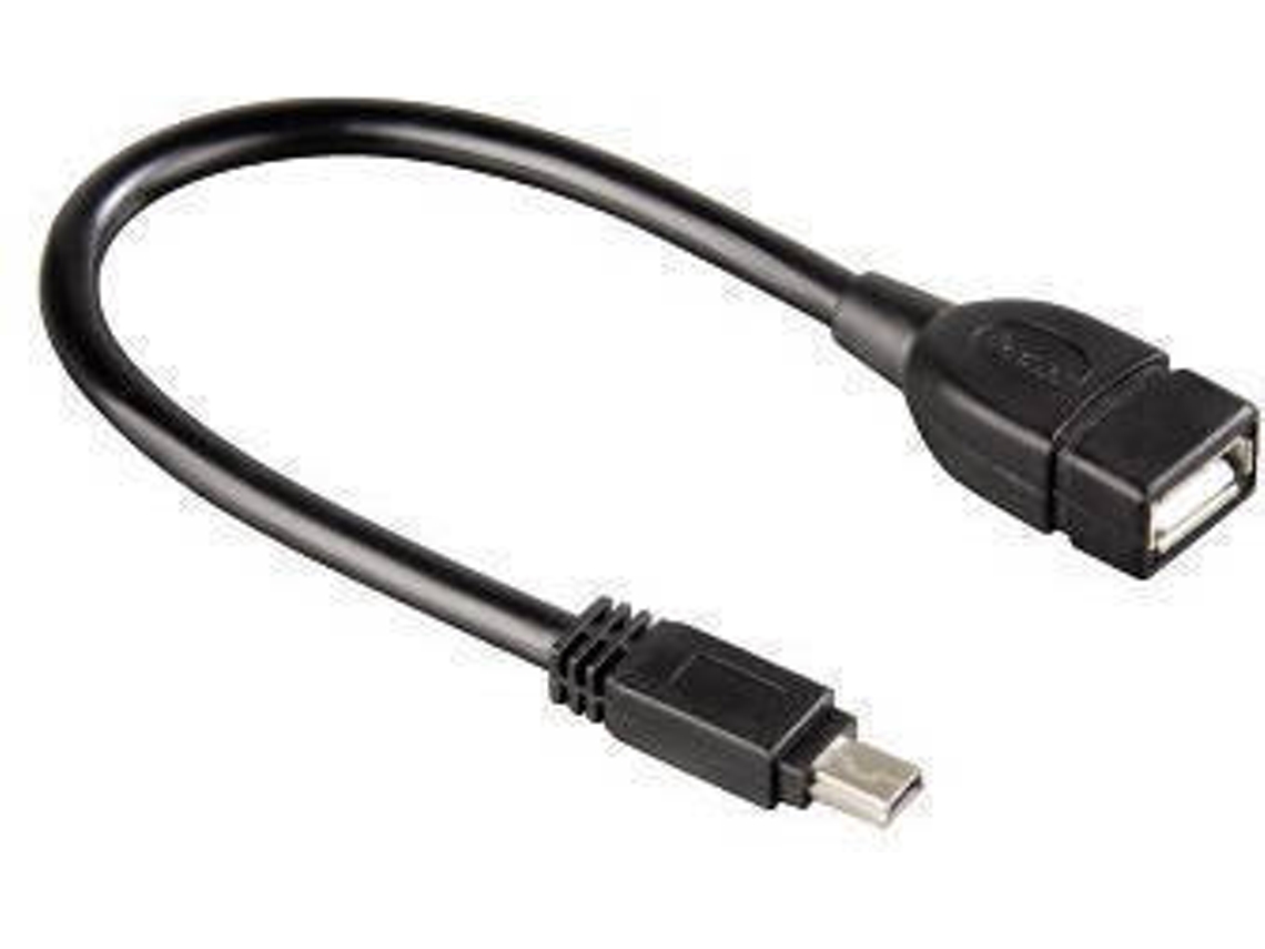 Cabo de Dados HAMA (Mini USB B - USB A - 15 cm - Preto)