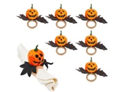 Laxiscreed Pack De 6 Argolas De Guardanapo Halloween Com Abóboras, Olhos E Esqueletos Para Decoração
