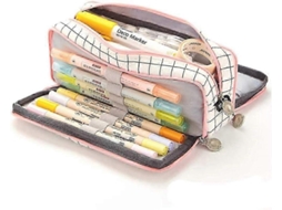 Estojo Grande Para Meninos E Meninas, Estojo Escolar Com 3 Compartimentos, Estojo Multifuncional Para Mulheres Everley891 (rosa)