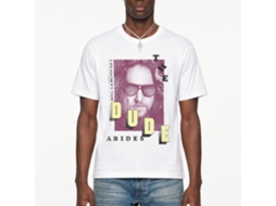 Rockinstone The Big Lebowski Dude Abides Photo White Adult T-shirt Size:s