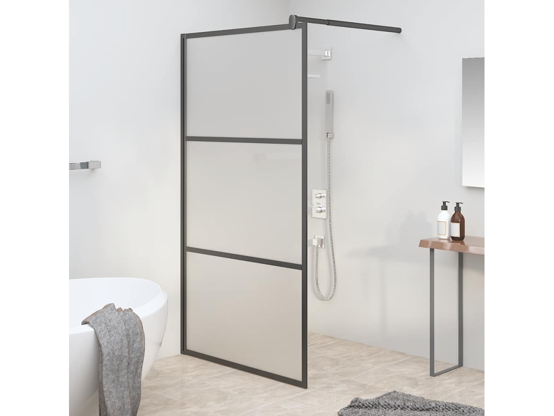Vidaxl Divisória De Chuveiro 115x195 Cm Vidro Opaco Esg Preto