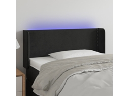 Vidaxl Cabeceira De Cama C/ Luzes Led Veludo 103x16x78/88 Cm Preto