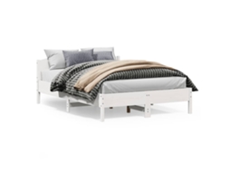 Cama Sem Colchão 160x200 cm Madeira de Pinho Maciça Branco MAISON EXCLUSIVE