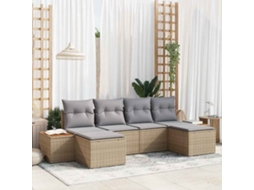 Vidaxl Conjunto De Sofá De Jardim 6 Unid. Bege Vime Pe