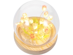Luminária Noturna Decorativa Alipis Tulip Em Vidro E Madeira Para Kit