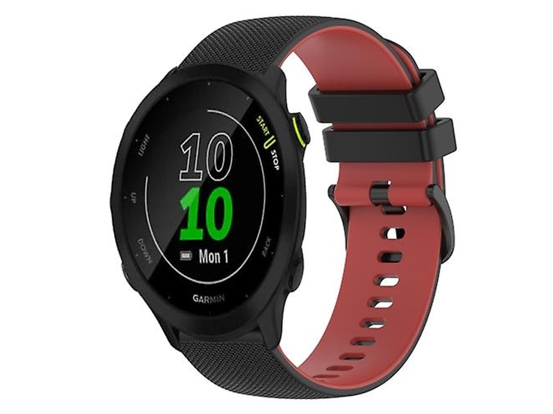 Lurelia Garmin Forerunner 55 Band 20mm, Pulseira De Silicone Xadrez Bicolor, Preta E Vermelha