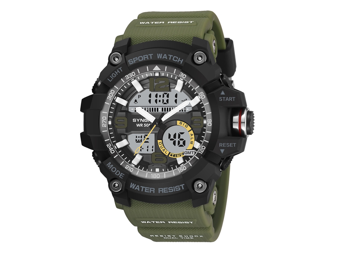 Reloj Deportivo Digital Outdoor Impermeable Para Hombre Synoke 9198 Verde Ejército