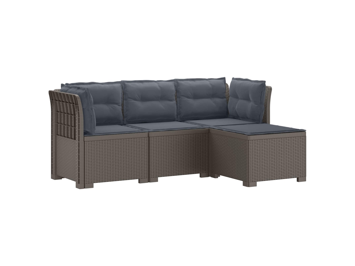 Vidaxl Sofá De Jardim Para 4 Pessoas Com Almofadas Estilo Rattan Pp