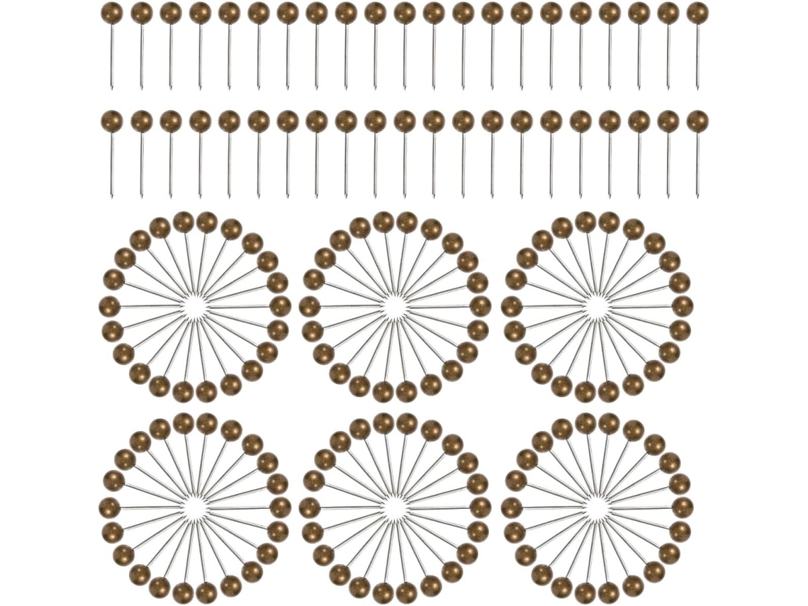 Conjunto Curvado de 500 Tachinhas Metálicas Redondas para Quadros Cortiça e Fotos, Plástico Leve Feitas e Aço, Fixação
