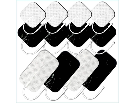 Elétrodos TENSPAD SILVER com conector de pino de 2mm (8 Unidades - 50x50 mm + 4 Unidades - 50x90 mm)