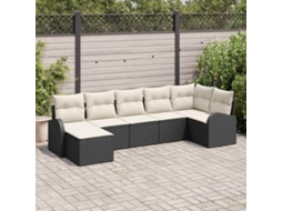 Vidaxl Conjunto de Sofá de Jardim 7 Pcs Preto Rattan Sintético