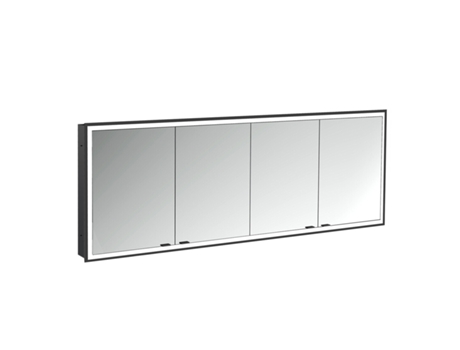 Armário Espelho Iluminado EMCO Prime Facelift 1800 Mm 4 Portas Modelo de Encastrar 9497 Cor: Preto/Espelho