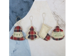 Conjunto de 4 Peças de Enfeites de Natal de Serapilheira Mini Enfeites Engraçados para Árvore de Natal Decorações Rústicas de Natal