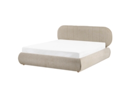 Cama Con Almacenaje Beliani Campan De Tela Beige 188x215x94