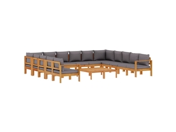 Conjunto de 10 Sofás de Jardim com Almofadões Acácia Maciça MAISON EXCLUSIVE (10 pcs)