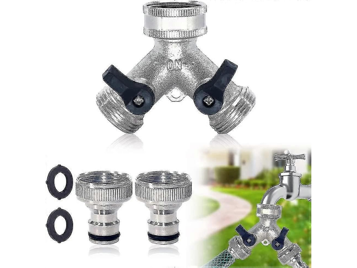 Divisor De Torneira De Jardim Em Latão, Com 2 Saídas E Conexões De 3/4 Polegadas-zscy