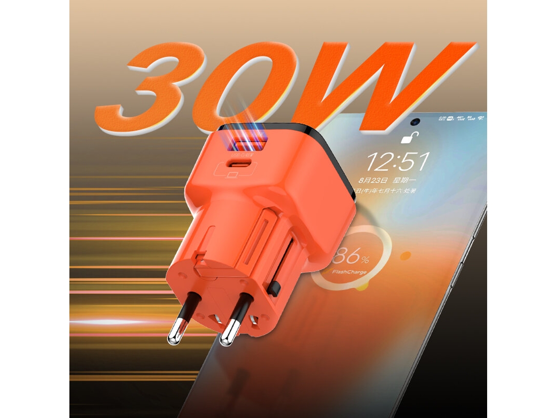 Gan Tech Carregador De Parede Ldnio Q2420 De 45 W Com 2 Portas Usb Pd, Usb-a Usb-c Pd Qc4/3.0 Scp Afc Pps
