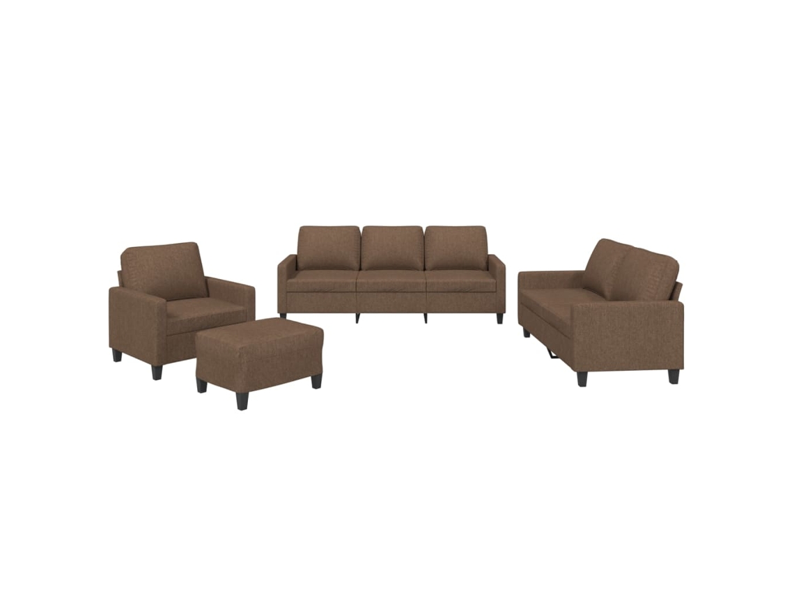 4 Pcs Conjunto Sofás com Almofadões Tecido Castanho MAISON EXCLUSIVE