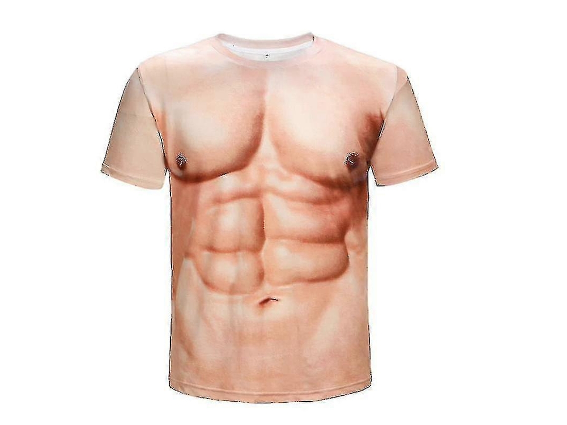 Camiseta 3d Impressão Muscular Verão Homem Manga Curta Macia Confortável