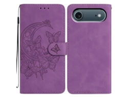 Capa De Couro Para Iphone 17 Air Shell Com Estampa De Borboletas Dançando Ao Luar.