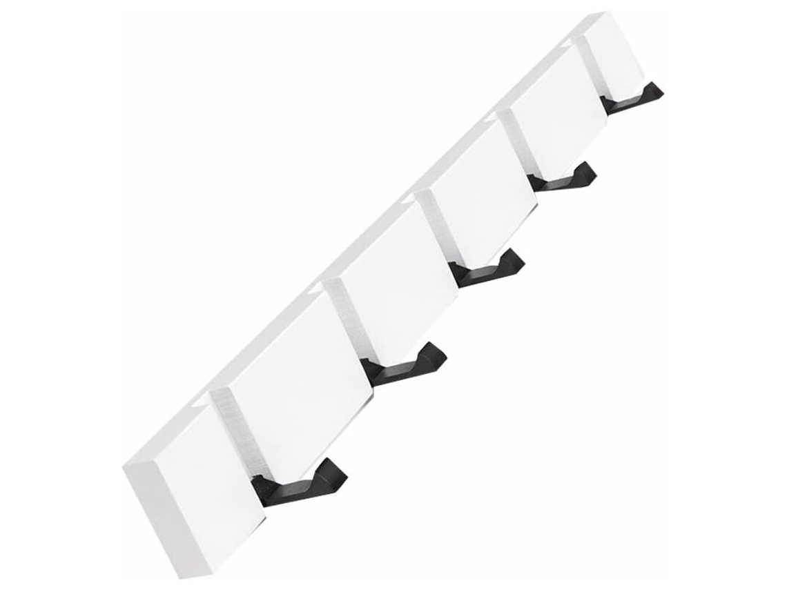 Cabide de Parede Cabide de Madeira com Gancho Dobrável para Pendurar Cachecóis, Bolsas, Guarda chuvas, Toalhas e Roupas BRILVIBERA (5 Ganchos, Branco)