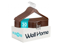 Conjunto 30 Cabides De Madeira Resistentes Da Wellhome