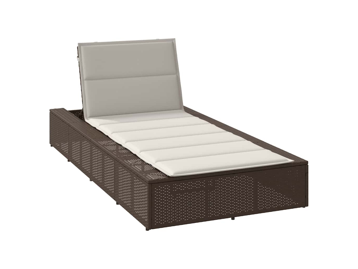 Vidaxl Espreguiçadeira Com Almofada Flutuante Vime Pe Castanho